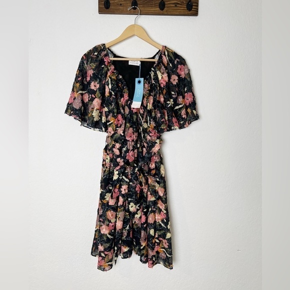 Tanya Taylor Mara Floral Print Flutter Sleeve Mini Dress - Picture 3 of 10